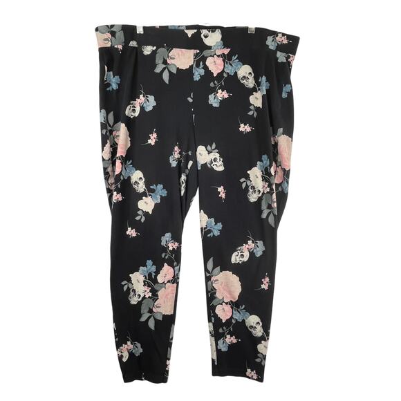 torrid Pants - Torrid floral/skull pull on leggings, size 4, EUC